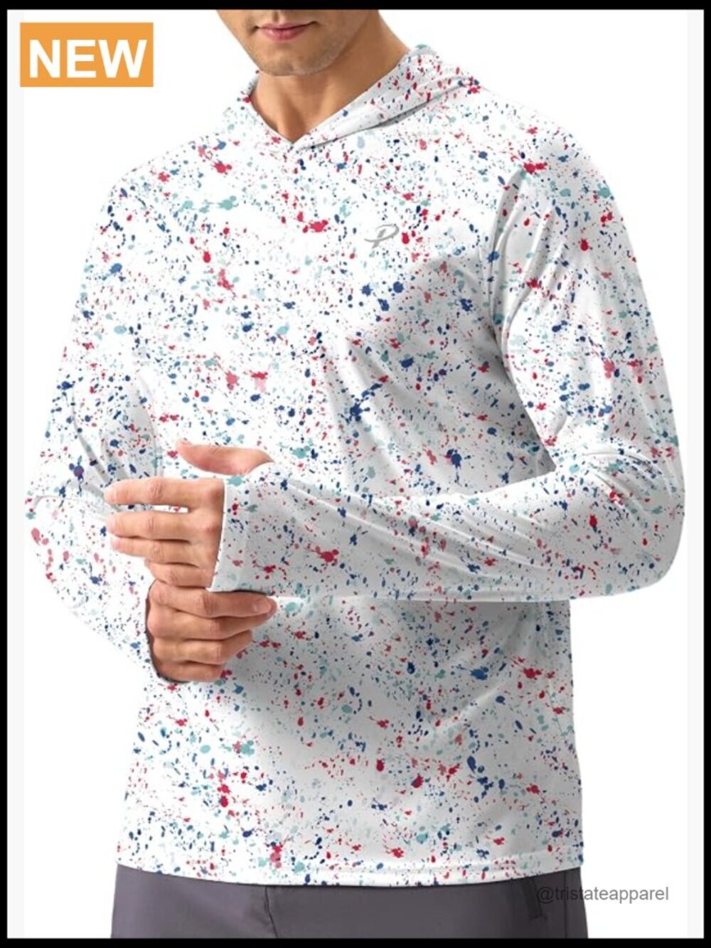 Men's UPF 50+ Sun Protection Hoodie Rash Guard Long Sleeve Fishing Shirt